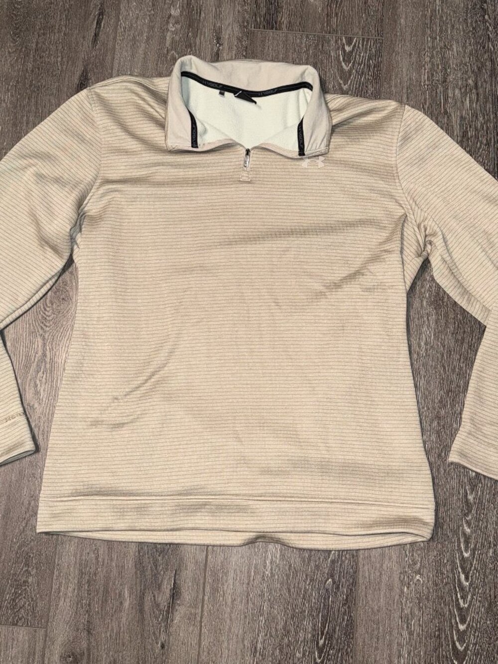 Under Armour Storm Golf Sweater 1/4 Zip Mens 2XLT Beige Tan Mock Neck Fleece